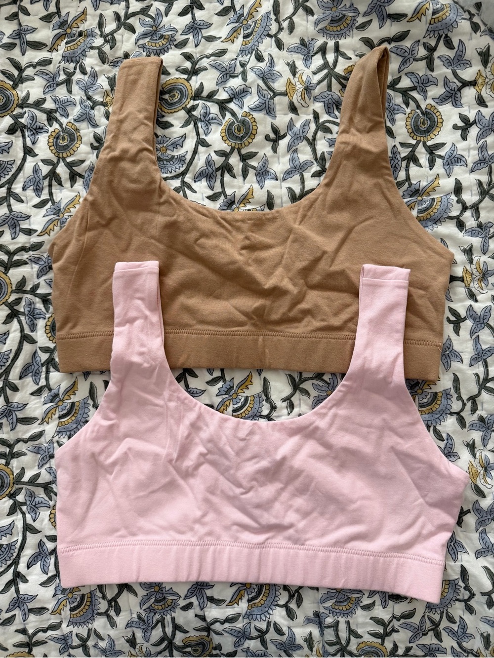 Quince Pink & Tan Organic Cotton Bralette Duo